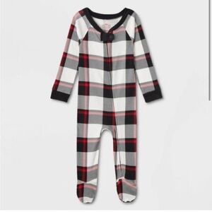 Wondershop Baby 3-6 M Plaid Buffalo Check Footed 1Piece Family Pajamas Sleepwear